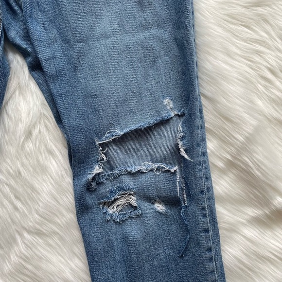 Zara Medium Wash Distressed Ripped Jeans Straight Leg Size 8 - Picture 6 of 6